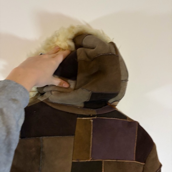 VTG Jukie Inc. House of Suede & Leather patchwork shearling Jacket Size Small - Picture 11 of 12